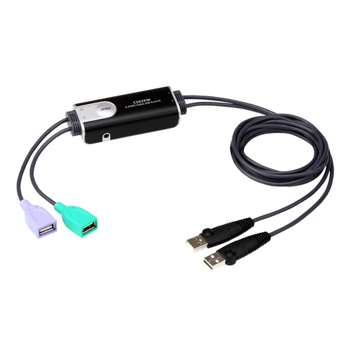 [CS62KM] ATEN 2-Port USB Boundless Kabel KM Switch - 1,8 m - USB - USB - Schwarz - USB - 2 x USB Type A