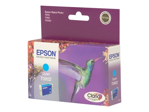 [C13T08024011] Epson Hummingbird Singlepack Cyan T0802 Claria Photographic Ink - Cyan - 7,4 ml - 1 Stück(e)