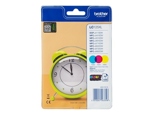 [LC125XLRBWBP] Brother LC125XL Rainbow Pack - Mit hoher Kapazität