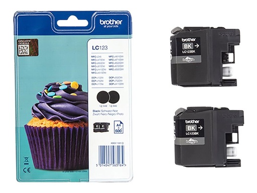 [LC123BKBP2] Brother LC123BK - 2er-Pack - Hohe Ergiebigkeit