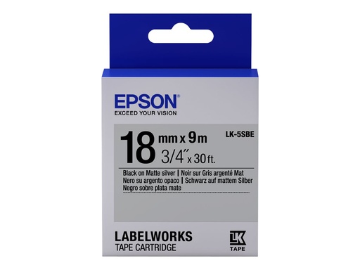 [C53S655013] Epson LabelWorks LK-5SBE - Schwarz auf Silber (matt)