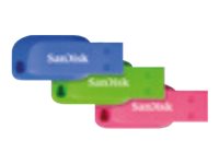 [SDCZ50C-016G-B46T] SanDisk Cruzer Blade - USB-Flash-Laufwerk - 16 GB - USB 2.0 - Blau, grün, pink (Packung mit 3)