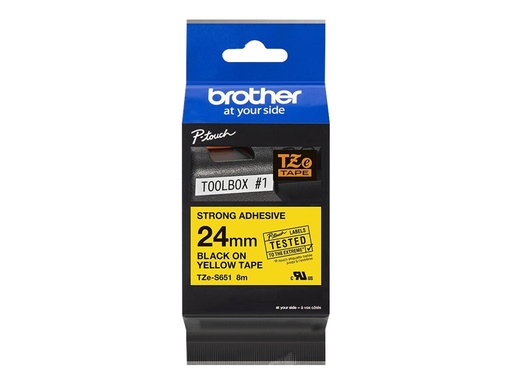 [TZES651] Brother TZe-S651 - Extra starker Klebstoff - Schwarz auf Gelb - Rolle (2,4 cm x 8 m)