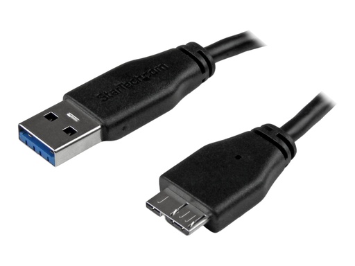 [USB3AUB50CMS] StarTech.com 50cm schlankes SuperSpeed USB 3.0 A auf Micro B Kabel - St/St - USB 3.0 Anschlusskabel - Schwarz - USB-Kabel - Micro-USB Typ B (M)