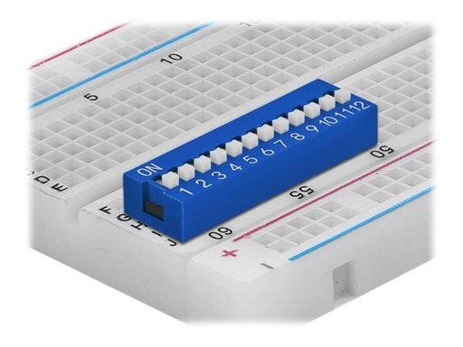[66388] Delock DIP sliding switch 12-digit 2.54 mm pitch THT vertical - DIP-Schalter - Blau (Packung mit 10)