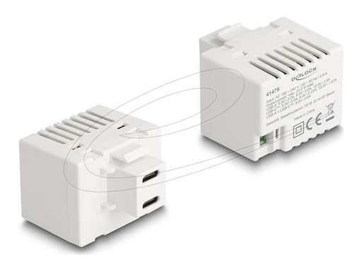 [41479] Delock Netzteil - 20 Watt - 3 A - PD - 2 Ausgabeanschlussstellen (24 pin USB-C)