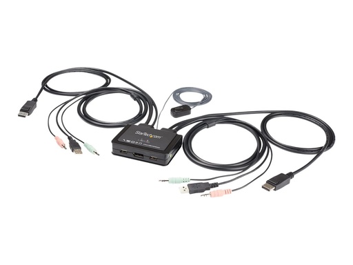 [SV211DPUA4K] StarTech.com 2-Port USB DisplayPort KVM Switch - 4K 60 Hz - UHD DP 1.2 USB-KVM Umschalter mit 1,2 m Kabel & Audio - Bus-powered & remote switching - OS unabhängig - MacBook ThinkPad (SV211DPUA4K)