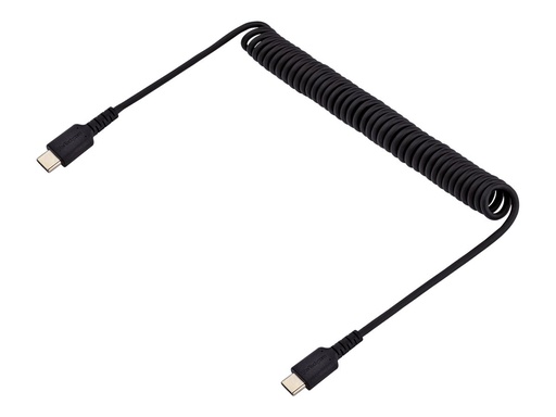[R2CCC-1M-USB-CABLE] StarTech.com StarTech 1m USB C auf USB C Kabel, hochbelastbares Spiralkabel zum Laden und Synchronisieren, USB C 2.0 Kabel, robuste Aramidfaser, Schnellladekabel mit EMI Schutz, schwarz (R2CCC-1M-USB-CABLE)