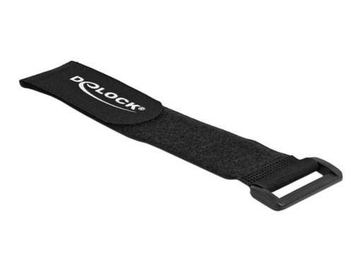 [19534] Delock Klettverschluss-Cinchkabelbinder - 28 cm - Schwarz (Packung mit 3)