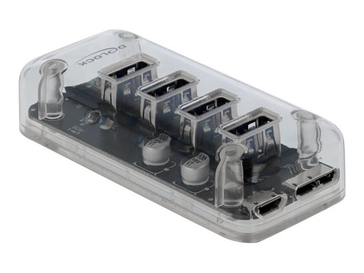 [64087] Delock Externer USB 3.0 Hub mit 4 Ports transparent