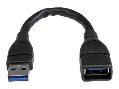[USB3EXT6INBK] StarTech.com 15cm USB 3.0 Verlängerungskabel - USB 3 Typ A Kabel Verlängerung - Stecker/ Buchse - Schwarz - USB-Verlängerungskabel - USB Typ A (W)