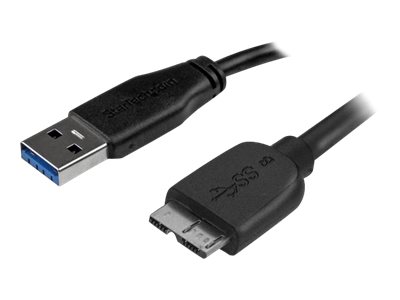 [USB3AUB3MS] StarTech.com 3m schlankes SuperSpeed USB 3.0 A auf Micro B Kabel - St/St - USB 3.0 Anschlusskabel - Schwarz - USB-Kabel - Micro-USB Typ B (M)