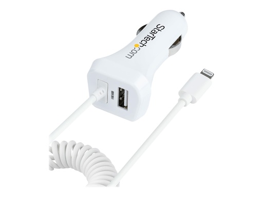 [USBLT2PCARW2] StarTech.com Startech Zigarettenanzünder USB Ladegerät mit Lightning Spiralkabel - Auto-Netzteil - 12 Watt - 4.2 A - 2 Ausgabeanschlussstellen (USB, Lightning)