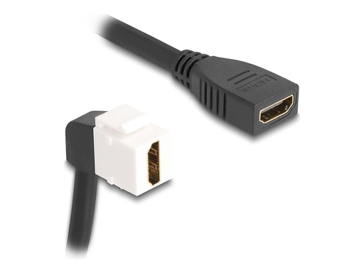 [90321] Delock HDMI-Kabel - HDMI weiblich zu HDMI weiblich abgewinkelt, Keystone - 20 cm - Schwarz / Weiß - unterstützt 8K 60 Hz (7680 x 4320)