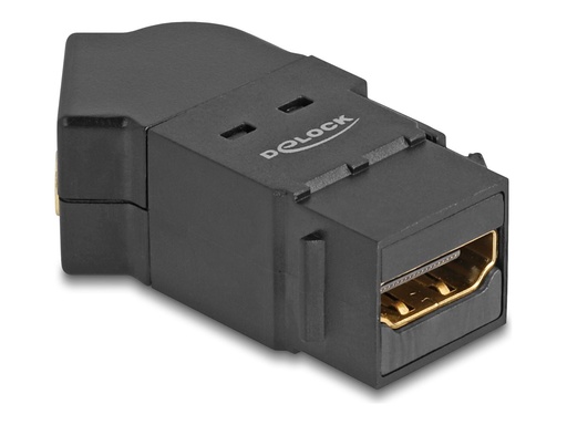 [67156] Delock HDMI Verlängerungsadapter - HDMI weiblich Paneel montierbar zu HDMI weiblich gewinkelt - Schwarz - Keystone-Buchse, unterstützt 8K 60 Hz (7680 x 4320)
