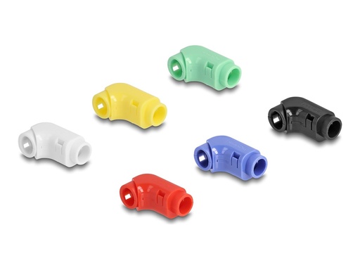 [88129] Delock Biegeradiusklemme für Kabel - zum Abwinkeln - Ecke montierbar, geeignet für Wandmontage - Schwarz, weiß, Blau, Gelb, Rot, grün (Packung mit 12)