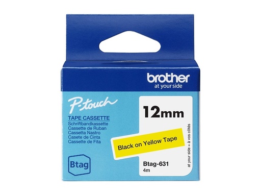 [BTAG631] Brother BTAG-631 - Schwarz auf Gelb - Rolle (1,2 cm x 4 m)