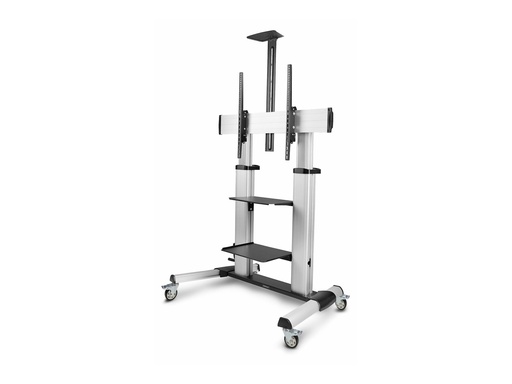 [1110C-MOBILE-TV-CART] StarTech.com Rolling TV Cart/Stand On Wheels, Up to 100inch/220lb Screens - Wagen - für Flachbildschirm - Kunststoff, Aluminium, Stahl - Schwarz, Silber - Bildschirmgröße: 152.4-254 cm (60"-100")