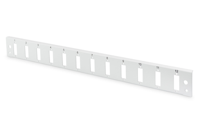 [DN-96201-QL] DIGITUS LWL Frontblende, 1HE, Schnellverschluss, 12x SC DX vertikal, Farbe Grau (RAL 7035)