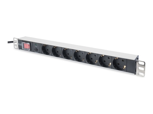 [DN-95403] DIGITUS DN-95403 - Steckdosenleiste (Rack - einbaufähig) - Wechselstrom 250 V - Eingabe, Eingang Stromversorgung - Ausgangsanschlüsse: 7 (Stromversorgung)