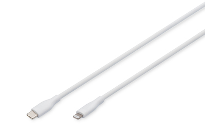 [AK-600110-010-W] DIGITUS Lightning Silikon Anschlusskabel, USB-C - Lightning, 1m, weiß