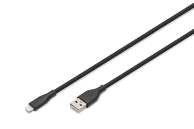 [AK-600108-020-S] DIGITUS Lightning Silikon Anschlusskabel, USB-A - Lightning 2m, schwarz