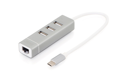 [DA-70253] DIGITUS USB Typ-C 3-Port Hub + Fast Ethernet LAN-Adapter