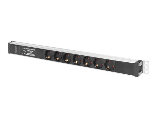 [DN-95412] DIGITUS Steckdosenleiste (Rack - einbaufähig) - Wechselstrom 230 V - 4000 Watt - 3600 VA - 1-phasig - Eingabe, Eingang power CEE 7/7 - Ausgangsanschlüsse: 7 (7 x CEE 7/3)