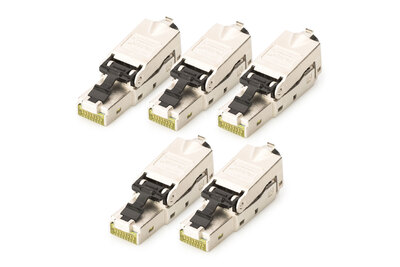 [DN-93631-5] DIGITUS CAT 6A Feldstecker, STP mit Staubschutzkappe, Knickschutz - 5 Stk.