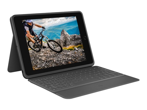 [920-011201] Logitech Rugged Folio - Tastatur und Foliohülle - Apple Smart connector - AZERTY - Französisch - Graphite - für Apple 10.9-inch iPad (10. Generation)