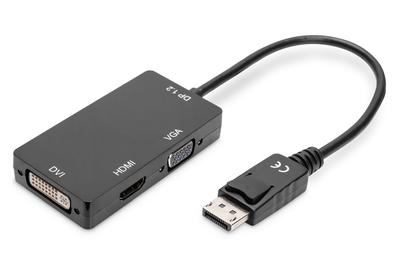 [AK-340418-002-S] DIGITUS DisplayPort 3in1 Adapter / Konverter - DP - HDMI+DVI+VGA