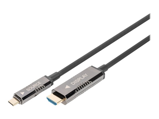 [AK-330150-200-S] DIGITUS AOC - Adapterkabel - USB-C männlich zu HDMI männlich - 20 m - aktiv, HAOC-Kabel (Hybrid Active Optical Cable)