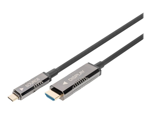 [AK-330150-150-S] DIGITUS AOC - Adapterkabel - USB-C männlich zu HDMI männlich - 15 m - aktiv, HAOC-Kabel (Hybrid Active Optical Cable)