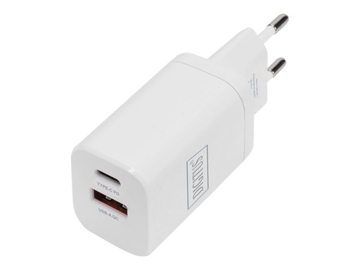 [DA-10062] DIGITUS Netzteil - 30 Watt - 3 A - PD 3.0, QC 3.0 - 2 Ausgabeanschlussstellen (24 pin USB-C, USB Typ A)