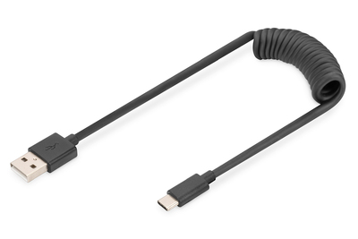 [AK-300430-006-S] DIGITUS USB-A - USB-C Spiralkabel, 1m