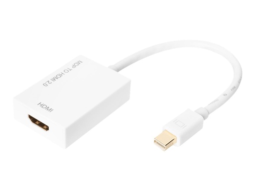 [DB-340416-002-W] DIGITUS Videoadapter - Mini DisplayPort männlich zu HDMI weiblich - 20 cm - Doppelisolierung - weiß - aktiv, 4K-Support (4096 x 2160)