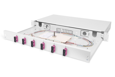 [DN-96320-4] DIGITUS LWL-Spleißbox, 1HE, bestückt, 6x SC DX, OM4