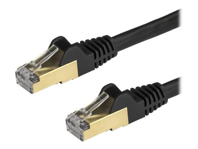 [6ASPAT50CMBK] StarTech.com Startech 50cm CAT6A Ethernet Cable, 10 Gigabit Shielded Snagless RJ45 100W PoE Patch Cord, CAT 6A 10GbE STP Network Cable w/Strain Relief, Black, UL Certified Wiring/TIA - Category 6A - 26AWG (6ASPAT50CMBK)