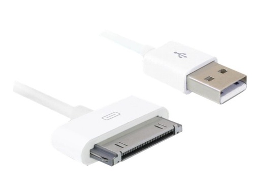 [83169] Delock Lade-/Datenkabel - Apple Dock männlich zu USB männlich - 1.8 m - weiß - für Apple iPad/iPhone/iPod (Apple Dock)