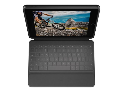 [920-009315] Logitech Rugged Folio - Tastatur und Foliohülle - Apple Smart connector - QWERTZ - Schweizerisch - für Apple 10.2-inch iPad (7. Generation, 8. Generation, 9. Generation)