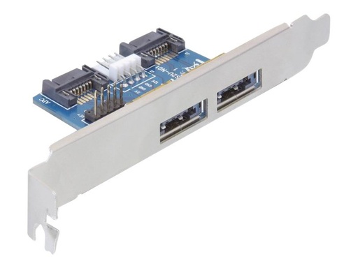 [61725] Delock Slot bracket 2x eSATAp 5V/12V with Low Profile Bracket - Speicherkabelkit - interne Stromversorgung, 4-polig, SATA, 9-poliger USB-Header zu 11-poliger USB/eSATA (5/12V)