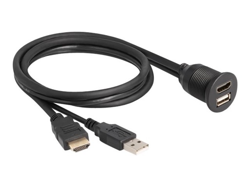 [87880] Delock HDMI / USB Verlängerungskabel - USB, HDMI männlich zu USB, HDMI weiblich - 1 m - Schwarz - Unterstützung für 4K60Hz (3840 x 2160)