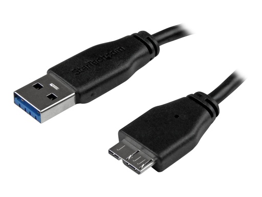 [USB3AUB15CMS] StarTech.com 15cm schlankes SuperSpeed USB 3.0 A auf Micro B Kabel - St/St - USB 3.0 Anschlusskabel - Schwarz - USB-Kabel - Micro-USB Typ B (M)