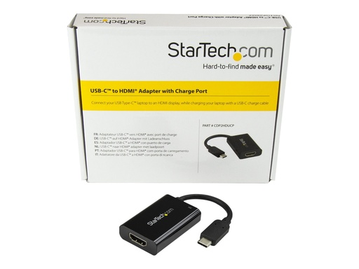 [CDP2HDUCP] StarTech.com USB C to HDMI 2.0 Adapter with Power Delivery, 4K 60Hz USB Type-C to HDMI Display/Monitor Video Converter, 60W PD Pass-Through Charging Port, Thunderbolt 3 Compatible, Black - USB-C Display Adapter (CDP2HDUCP)
