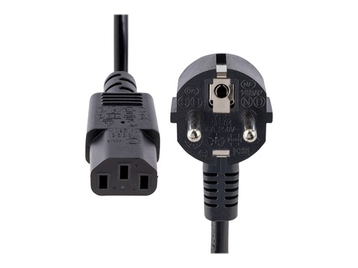 [713E-1M-POWER-CORD] StarTech.com 1 m C13 Stromkabel, EU Schuko auf C13, 10A 250V, Netzkabel - Stromkabel - power CEE 7/7 (S)
