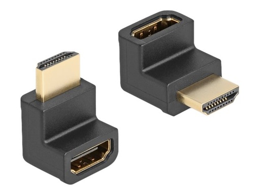 [66458] Delock Hohe Geschwindigkeit - HDMI rechtwinkliger Adapter - HDMI männlich zu HDMI weiblich nach unten abgewinkelt - Schwarz - Ethernet-Unterstützung, 8K60Hz (7680 x 4320)