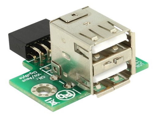 [41429] Delock USB Pin Header female > 2 x USB 2.0 Type-A female - up - USB-Adapter - 9-poliger USB-Header (W)