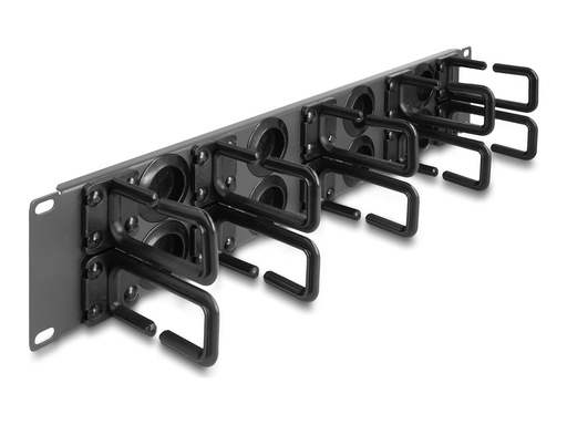 [66746] Delock Verlegetafel für Rack-Kabelmanagement - 8 Gummikabeldurchführungen, 10 Haken - Dunkelgrau - 2U - 48.3 cm (19")