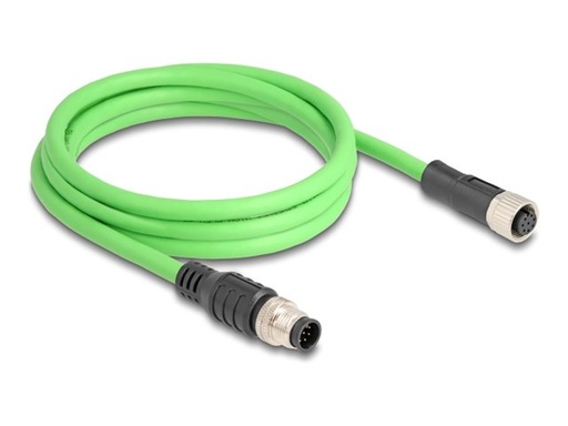 [80402] Delock Netzwerkkabel - 8-polig M12-A (M) zu 8-polig M12-A (W)