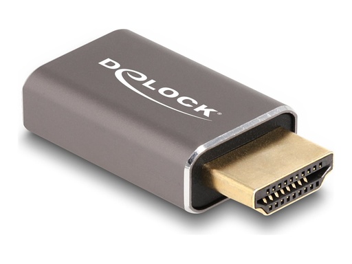 [60081] Delock Highspeed - HDMI-Adapter mit Ethernet - HDMI männlich zu HDMI weiblich - Grau - unterstützt 8K 60 Hz (7680 x 4320)